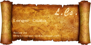 Lenger Csaba névjegykártya